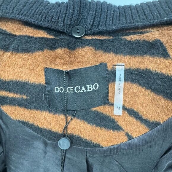 NWT Dolce Cabo Double Breasted Coat with Removable Knit Collar Brown Zebra Small - Picture 8 of 9